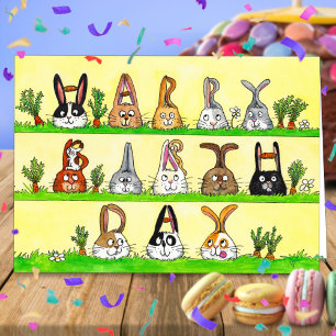 Cartão Parabéns aos Bunnies de Aniversário por N. Janes