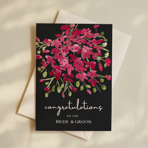 Cartão Parabéns aos Recém-Casados Aquarela Floral