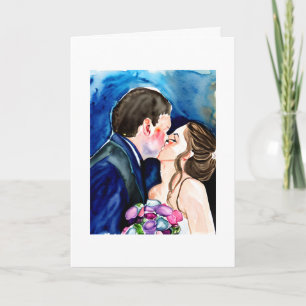 Cartão Parabéns Arte De Beijo De Casamento