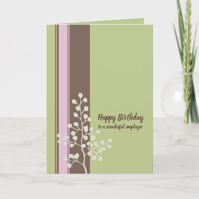 Cartão Parabéns, Árvore de Funcionários Verde (Frente)