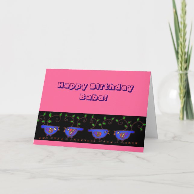 Cartão Parabéns Baba Birds Ucranianos (Frente)