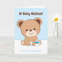 Parabéns Baby Boy Card with Baby Bear
