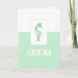 Cartão Parabéns Baby Giraffe, Green