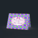 Cartão Parabéns, Bat Mitzvah Card<br><div class="desc">Flores coloridas de Hibiscus decoradas com armação e fita. Fita impressa,  não real. Você pode ajustar o texto de acordo com sua necessidade.</div>