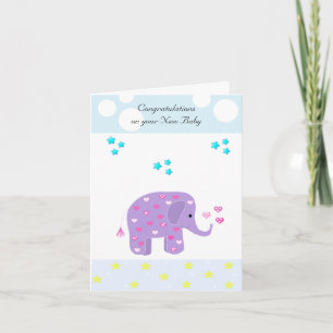Cartão Parabéns Bebê Elefante