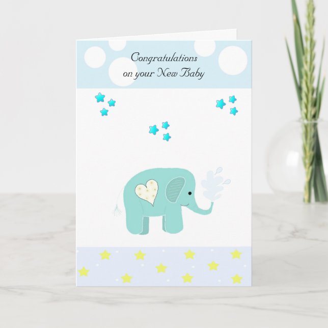 Cartão Parabéns Bebê Elefante (Frente)
