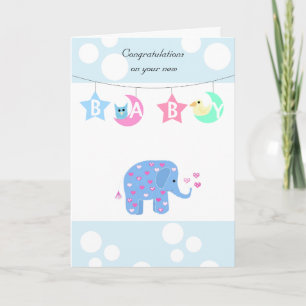 Cartão Parabéns Bebê Elefante