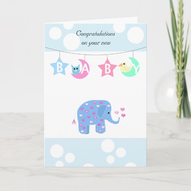 Cartão Parabéns Bebê Elefante (Frente)