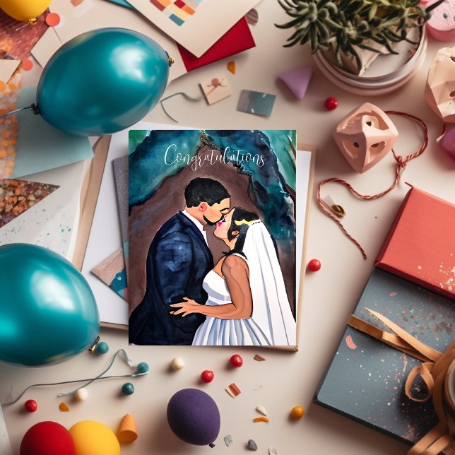 Cartão Parabéns | Beijo de Casamento Casal (Criador carregado)