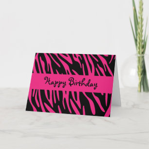 Cartão Parabéns, Black and Pink Zebra Strike Card