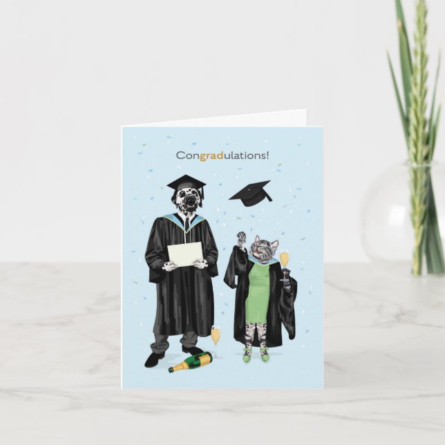 Cartão Parabéns Cachorro Dotty e Celebração de Gatinhos (Frente)