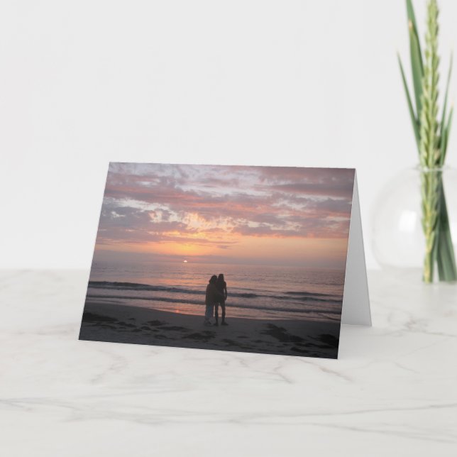 Cartão Parabéns casal de praia de Casamento (Frente)