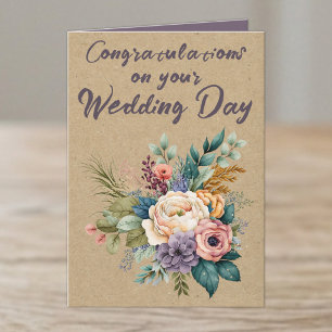 Cartão Parabéns Casamento Rústico Floral roxo