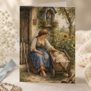 Cartão Parabéns Católicos Vintage pelo Novo Bebê