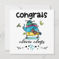 Parabéns Clever Clogs Cartoon Pigeon Humor Card