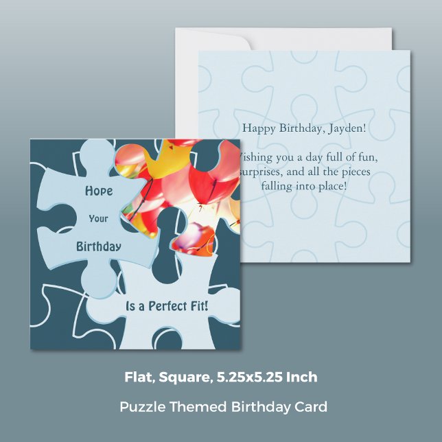 Cartão Parabéns com Peças de Quebra-Cabeça Divertidas (Fun Jigsaw Puzzle Pieces Birthday Greeting Card, Square, 5.25x5.25 Inch)