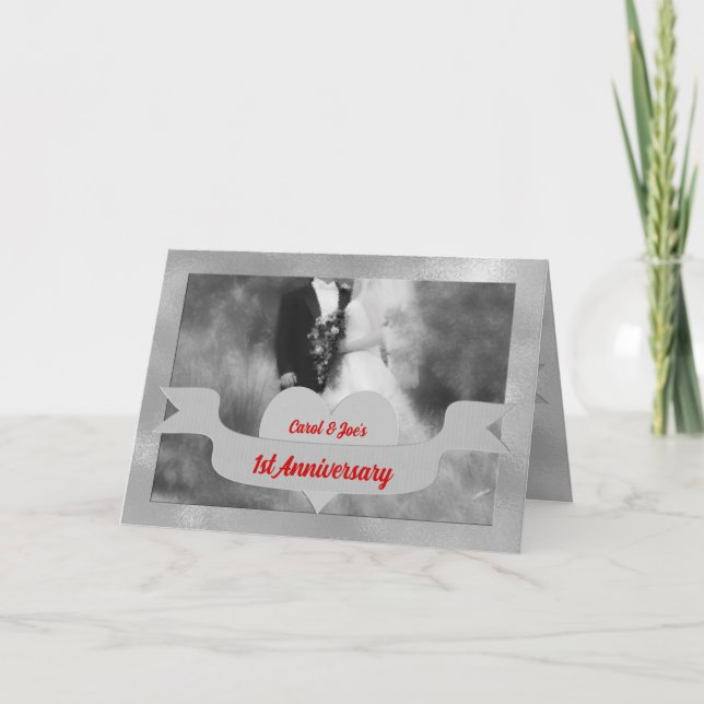 Cartão parabéns de 1rua de Aniversário com Vermelho (Frente)