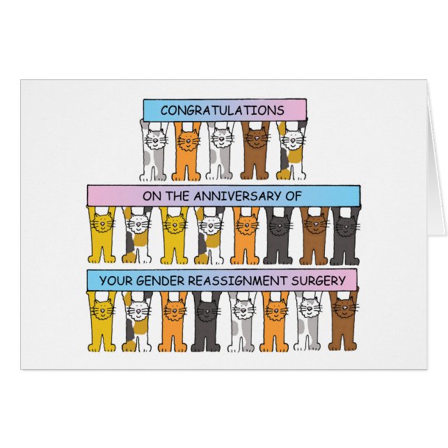 Cartão Parabéns de Aniversário de Reatribuição de Gênero (Frente Horizontal)