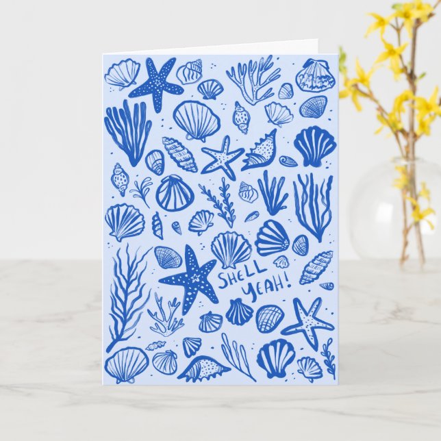 Cartão PARABÉNS de aniversário de Seashell Beach (Flor Amarela)