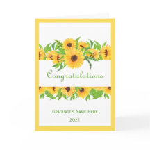 Parabéns de Ano com Nome Floral Amarelo de Graduaç