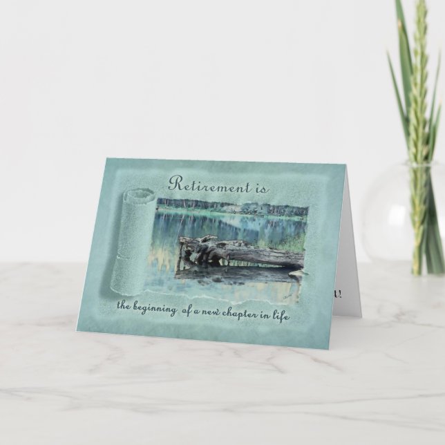 Cartão Parabéns de aposentadoria lago (Frente)