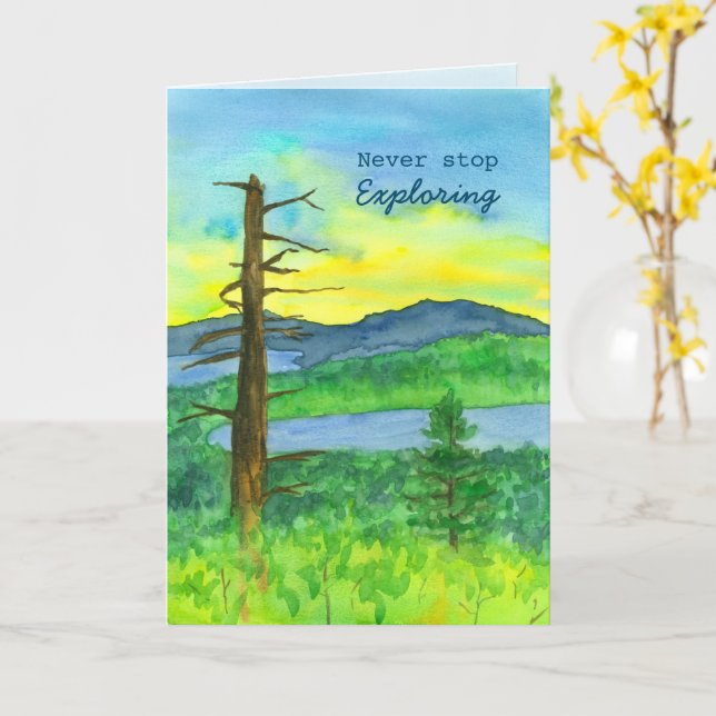 Cartão Parabéns de aposentadoria nunca param de explorar (Flor Amarela)