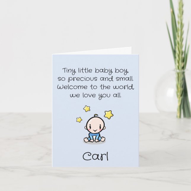 Cartão Parabéns De Bebê Personalizados Com Texto, Ca (Frente)