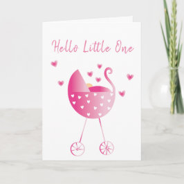 Cartão Parabéns de Carruagem de Bebê com Aquarela Rosa