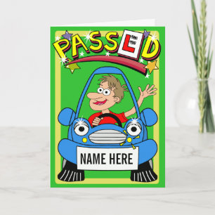 Cartão Parabéns De Cartoon No Ensaio De Condução De Passa