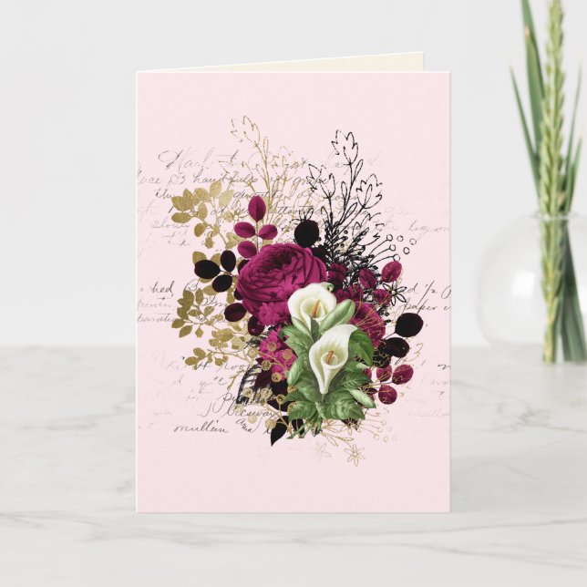 Cartão Parabéns De Casamento Adicionar Nomes Rosa de Ephe (Frente)