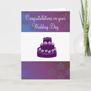 Cartão Parabéns de Casamento Bolo de Casamento Roxo