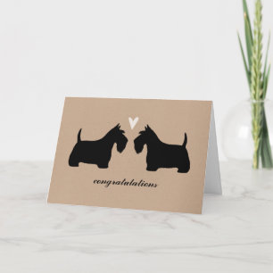Cartão Parabéns de Casamento com Scottish Terriers