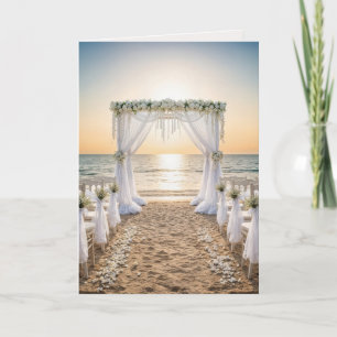 Cartão Parabéns de Casamento de Praia Sunset