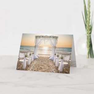 Cartão Parabéns de Casamento de Praia Sunset
