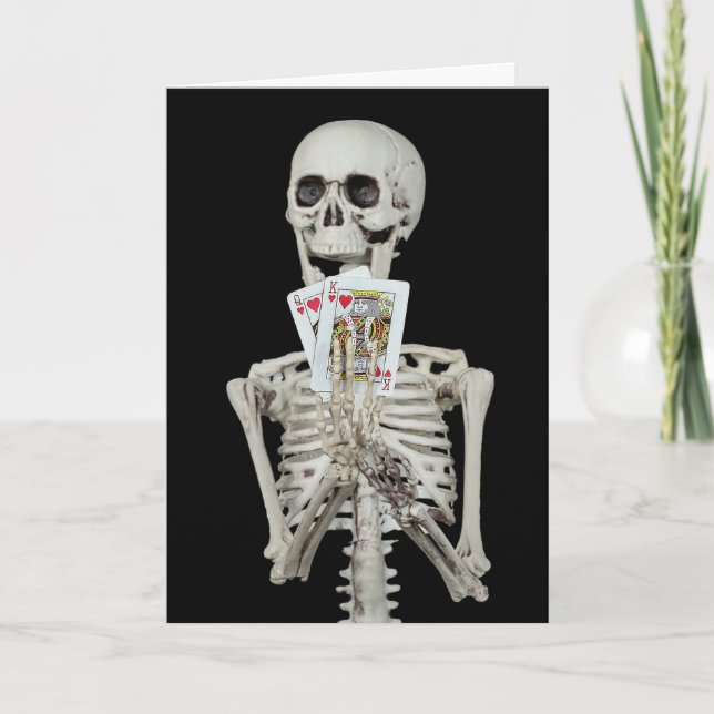 Cartão Parabéns de Casamento de Skeleton Halloween (Frente)