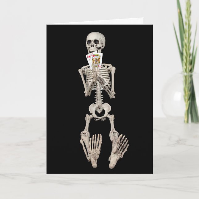 Cartão Parabéns de Casamento de Skeleton Halloween (Frente)