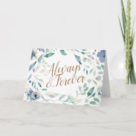 Cartão Parabéns de Casamento Floral em Aquarela Lavanda