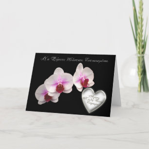 Cartão Parabéns de Casamento Grego com orquídeas rosa