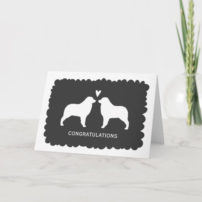 Cartão Parabéns de Casamento para Australian Shepherds (Frente)