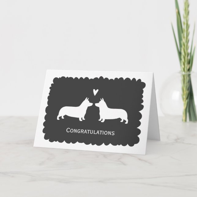 Cartão Parabéns De Casamento Pembroke Welsh Corgis (Frente)