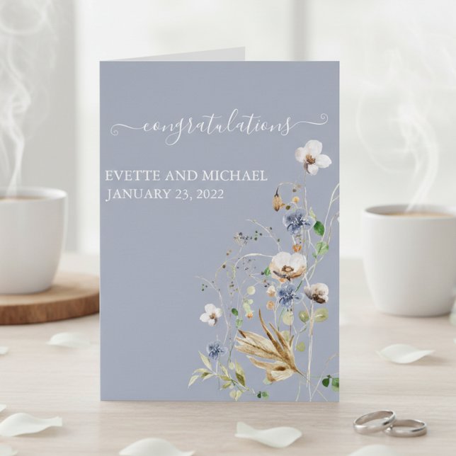 Cartão Parabéns de Casamento Personalizados Flor Selvagem (Criador carregado)