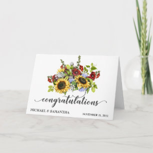 Cartão Parabéns de Casamento Personalizados Girassol