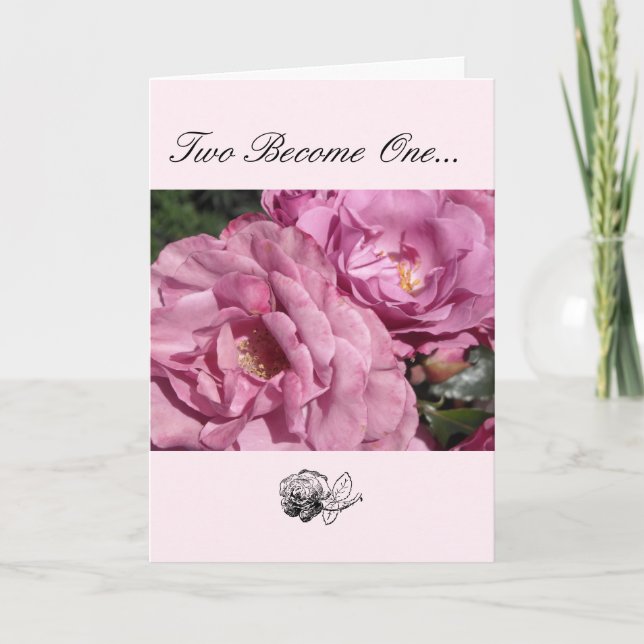 Cartão Parabéns de Casamento rosa (Frente)