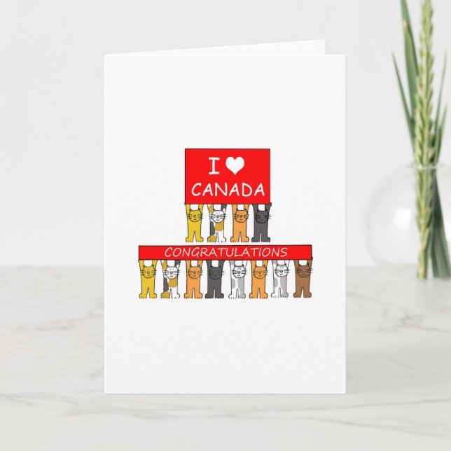 Cartão Parabéns De Cidadania Canadiana Gatos. (Frente)