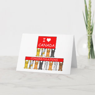 Cartão Parabéns De Cidadania Canadiana Gatos.