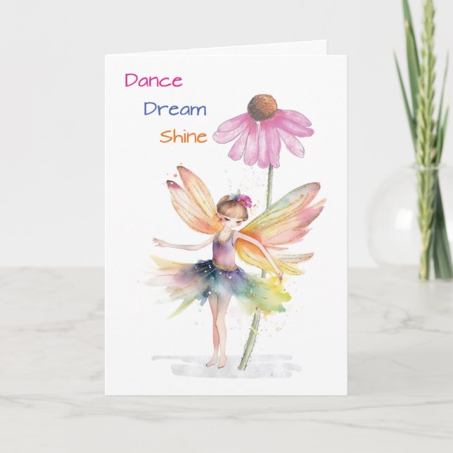 Cartão Parabéns de Dança Balé Fairy Ballerina (Frente)