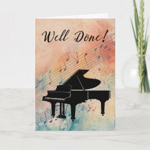 Cartão Parabéns de Desempenho de Piano em Aquarela