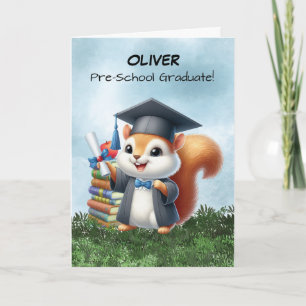 Cartão Parabéns de Esquilo de Graduação Pré-Escolar
