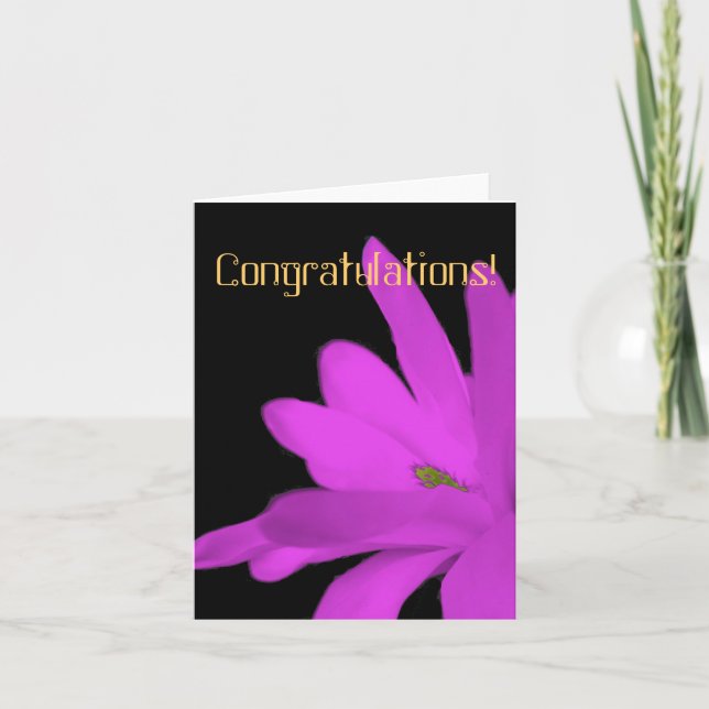 Cartão Parabéns de flores rosadas (Frente)