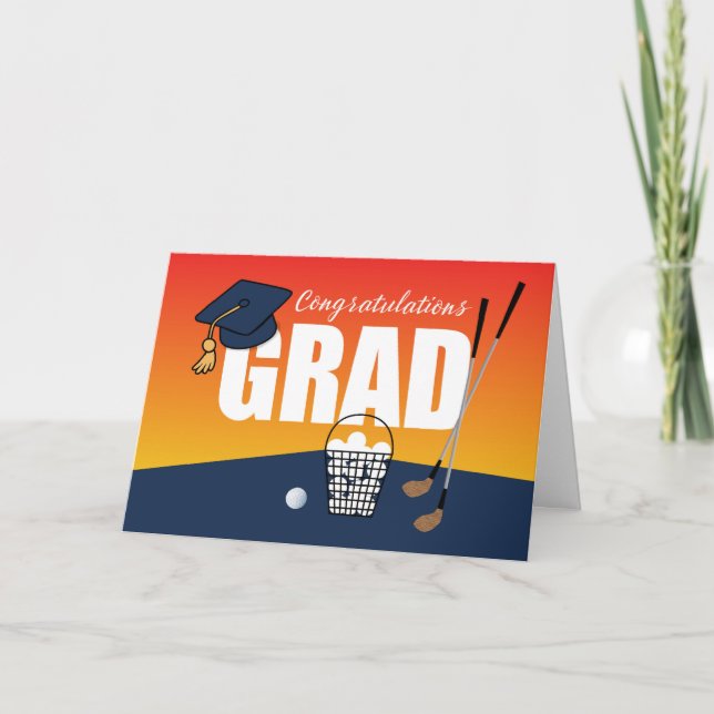 Cartão Parabéns de Golf de Graduação Formando Boné (Frente)